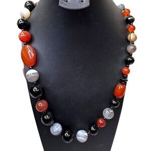 Jay King Agate Carnelian Sterling Silver Gemstone Beaded Necklace Multi Stone 40